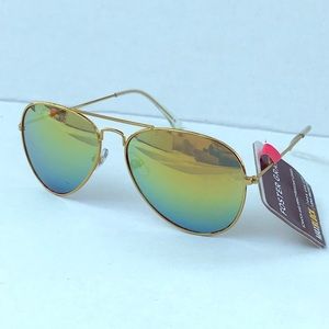 New Foster Grant SUNGLASSES Pilot Yellow metal